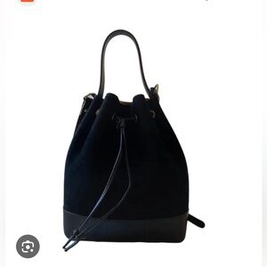 ISADORA ITALY BLACK SUEDE LARGE BUCKET SHOULDER BAG MADE IN ITALY